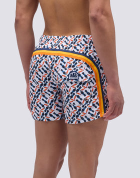 BAÑADOR CORTO DE CINTURA ELÁSTICA CON ESTAMPADO MULTI TUCÁN