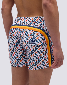 BAÑADOR CORTO DE CINTURA ELÁSTICA CON ESTAMPADO MULTI TUCÁN