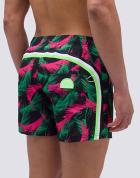 SHORT SWIMSUIT WITH ELASTIC WAIST AND DARFEATHER PRINT