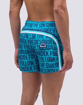 MAILLOT DE BAIN COURT AVEC TAILLE ÉLASTIQUE ET IMPRIMÉ ÉCRITURES PAYOFF