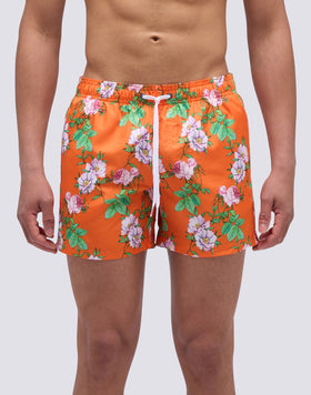 MAILLOT DE BAIN COURT À TAILLE ÉLASTIQUE ET IMPRIMÉ TOURNESOL