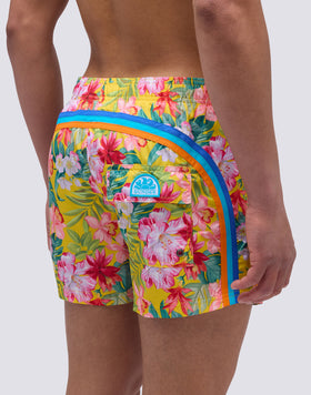 MAILLOT DE BAIN COURT À TAILLE ÉLASTIQUE ET IMPRIMÉ BORA BORA
