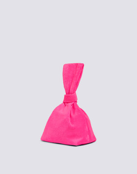 TERRY CLOTH CLUTCH BAG WITH DECORATIVE KNOT