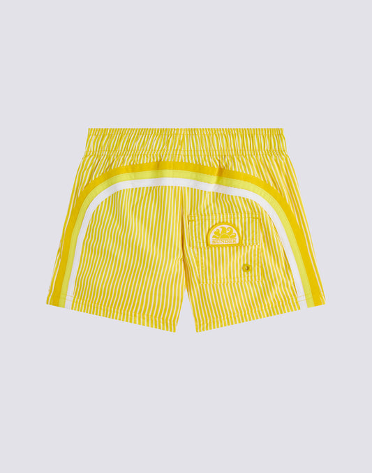 MAILLOT DE BAIN COURT À TAILLE ÉLASTIQUE REPREVE® AVEC IMPRIMÉ JUICY STRIPES