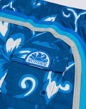 REPREVE® ELASTICATED WAIST SHORT SWIMSHORTS WITH SK23 PRINT