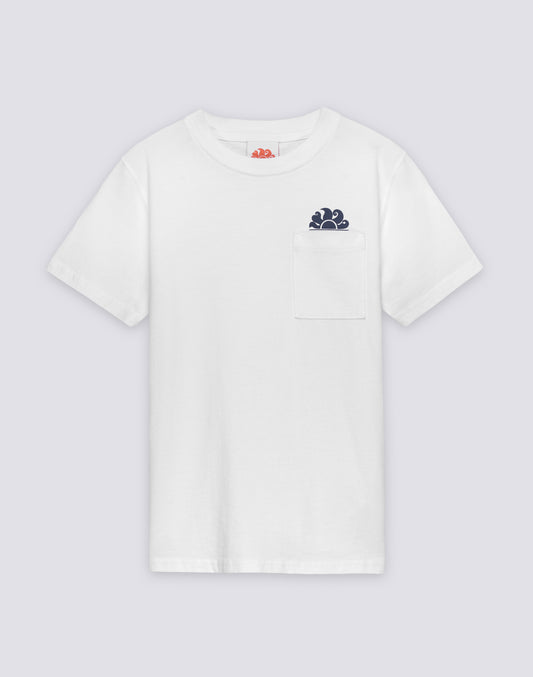 T-SHIRT ENFANT À MANCHES COURTES AVEC POCHE ET LOGO SUR LE DEVANT
