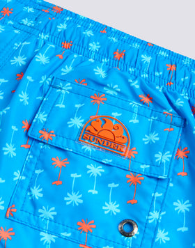 COSTUME DA BAGNO BAMBINO CORTO VITA ELASTICATA STAMPA PALMAS IN POLY RICICLATO