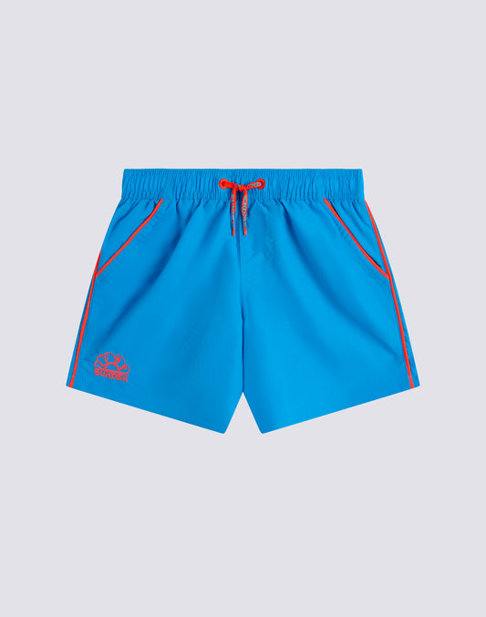 MAILLOT DE BAIN COURT EN TAFFETAS EMBLÉMATIQUE À TAILLE ÉLASTIQUE AVEC PASSEPOIL