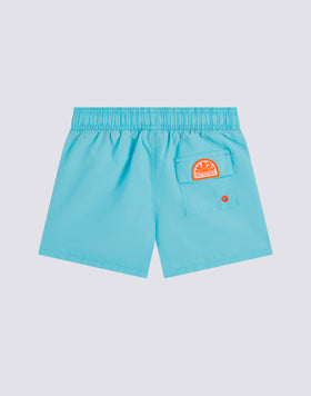 MAILLOT DE BAIN ENFANT COURT À TAILLE ÉLASTIQUE ICONIC TAFFETA AVEC PIPING