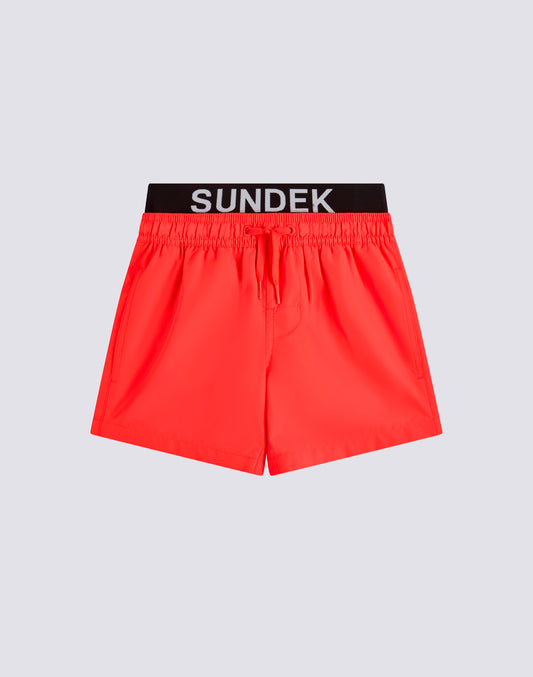 REPREVE® RECYCLED POLYESTER BOYS' SWIMWEAR WITH ELASTICATED LOGO