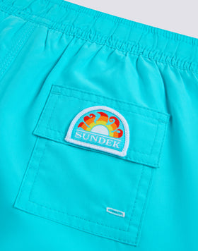 REPREVE® RECYCLED POLYESTER BOYS' SWIMSHORTS WITH TRICOLOUR DETAILS