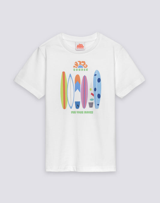 T-SHIRT ENFANT À MANCHES COURTES IMPRIMÉ RAINBOW SURFBOARD