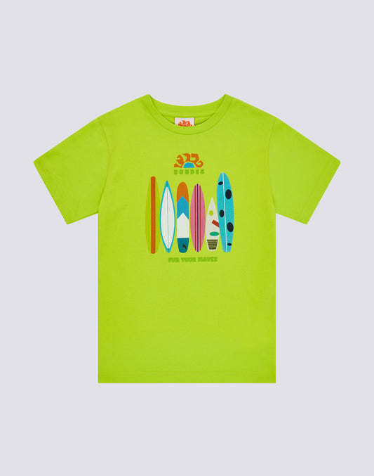 T-SHIRT ENFANT À MANCHES COURTES IMPRIMÉ RAINBOW SURFBOARD