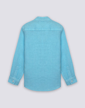 CHEMISE EN LIN À MANCHES LONGUES POUR ENFANT AVEC COL CORÉEN