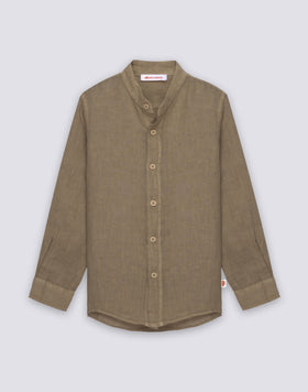 BOYS' LONG-SLEEVED LINEN SHIRT WITH MANDARIN COLLAR