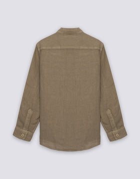 BOYS' LONG-SLEEVED LINEN SHIRT WITH MANDARIN COLLAR