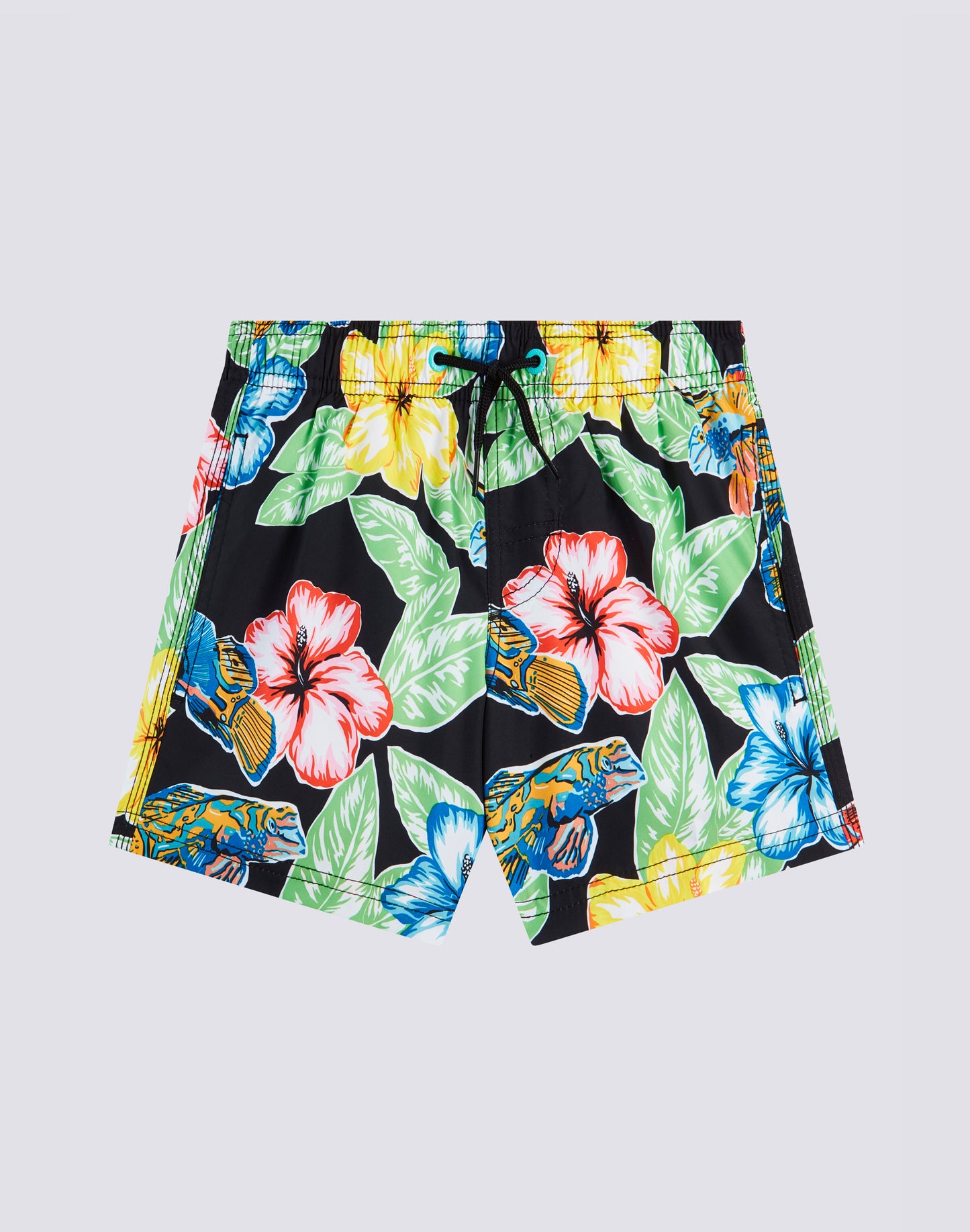 REPREVE® ELASTICATED WAIST SHORT SWIMSHORTS WITH ANIMAL FISH PRINT