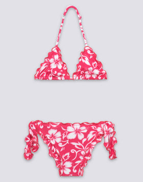 GIRLS' BIKINI WITH HIBISCUS SK23 PRINT