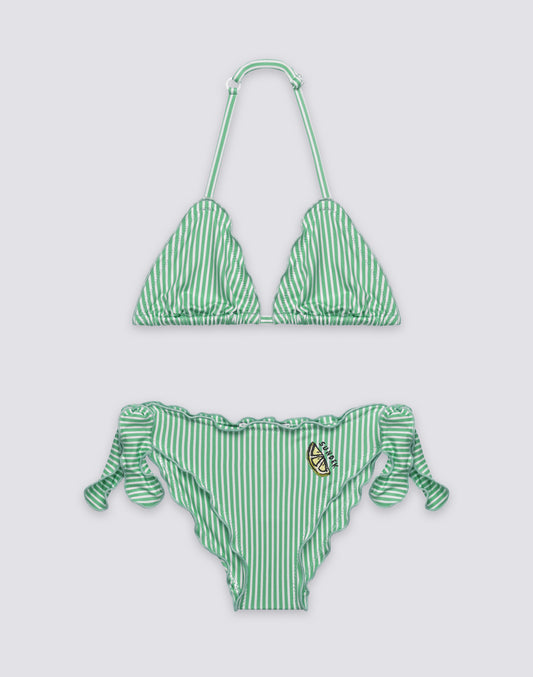 BIKINI BAMBINA STAMPA JUICY STRIPES CON RICAMO FRUTTA