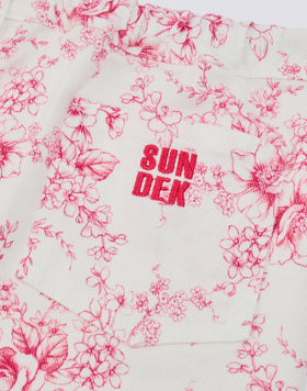 SHORT POUR FILLE À COUPES BRUTES EN COTON BULL IMPRIMÉ ROSE DE JOIE