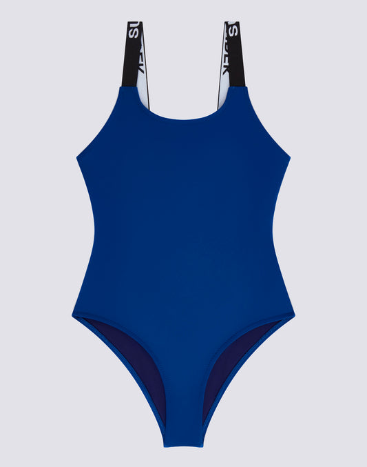 GIRLS' ONE-PIECE SWIMSUIT WITH LOGO STRAPS