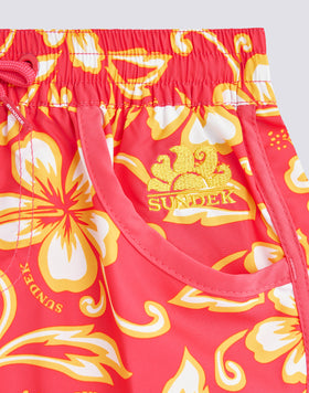 PANTALONCINO MARE CORTO BAMBINA MARGATE CON STAMPA HIBISCUS SK23