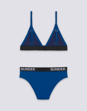 GIRLS' BIKINI WITH TRIANGLE TOP AND FIXED BOTTOMS WITH ELASTIC LOGO