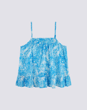 TOP A LACCINI CON STAMPA FLEUR DE JOIE