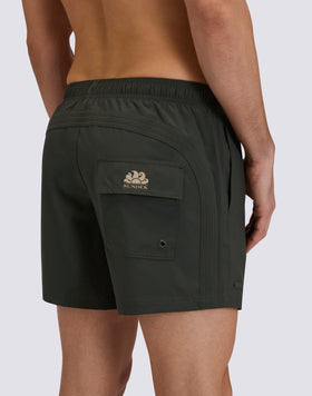 GOLDENWAVE MEN'S SHORT SWIMSUIT WITH ELASTIC WAIST, SOLID COLOR, 4WAY STRETCH