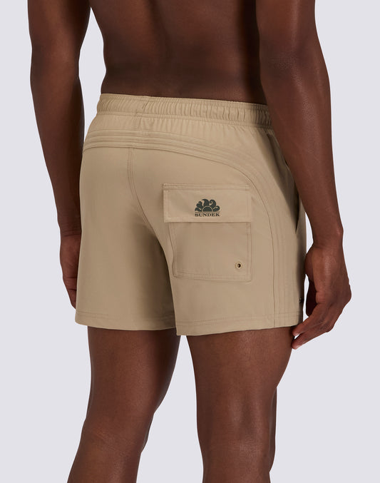 BAÑADOR CORTO CON CINTURA ELÁSTICA GOLDENWAVE TINTA UNITA 4WAY STRETCH