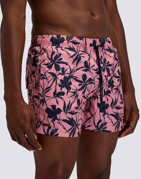 MEN'S SHORT SWIM TRUNKS GOLDENWAVE DARK ROSE PRINT