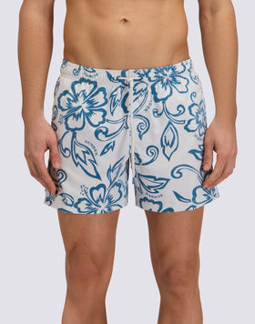 MEN'S SHORT SWIM TRUNKS GOLDENWAVE HIBISCUS ARCHIVE FLOCK PRINT