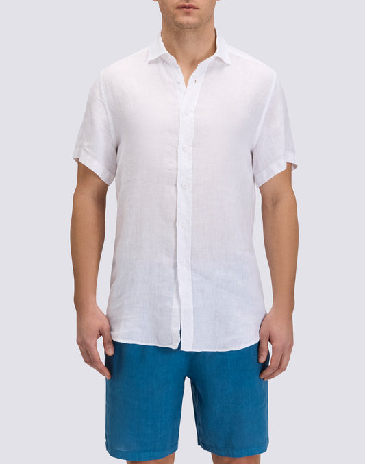 CHEMISE EN LIN À MANCHES COURTES POUR HOMME