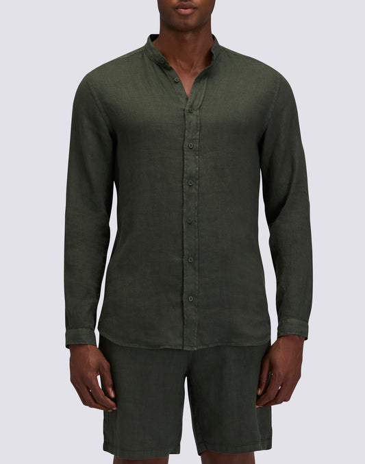 CHEMISE MANDARINE POUR HOMME EN LIN TEIN EN PIÈCE