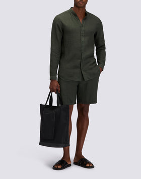 CAMICIA DA UOMO ALLA COREANA IN LINO TINTO CAPO