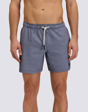 COSTUME DA BAGNO UOMO LUNGHEZZA MEDIA VITA ELASTICATA GOLDENWAVE IN TINTO FILO A RIGHE