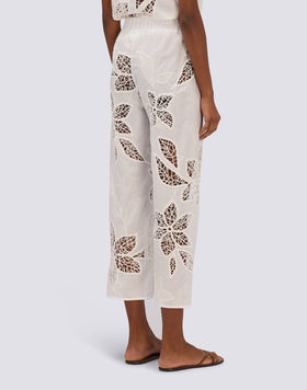 PANTALONI LUNGHI DONNA IN SANGALLO CON VITA ELASTICATA