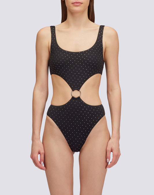 ONE-PIECE SWIMSUIT WITH CAPRI RHINESTONES