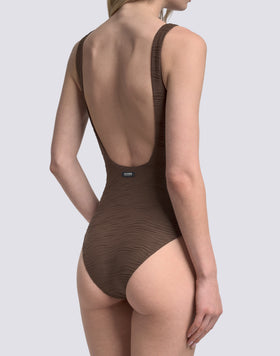 WOMEN'S ONE-PIECE SWIMSUIT WITH WAVE EFFECT JACQUARD