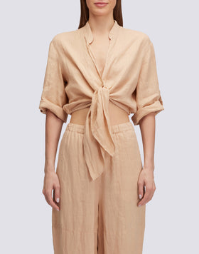 CROPPED LINEN SHIRT