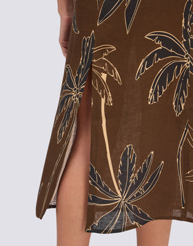 ROBE FEMME À ÉPAULES NUES IMPRIMÉ GOLDEN PALM
