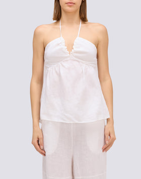 GARMENT-DYED LINEN SLEEVELESS TOP