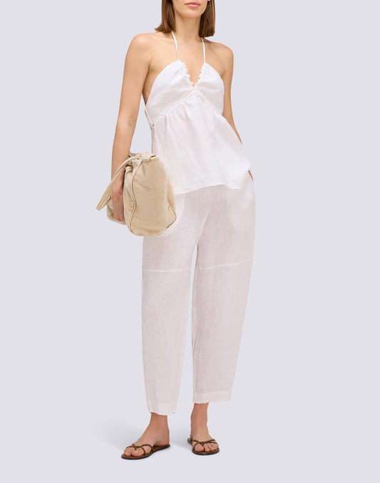 GARMENT-DYED LINEN SLEEVELESS TOP