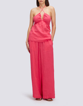 GARMENT-DYED LINEN SLEEVELESS TOP