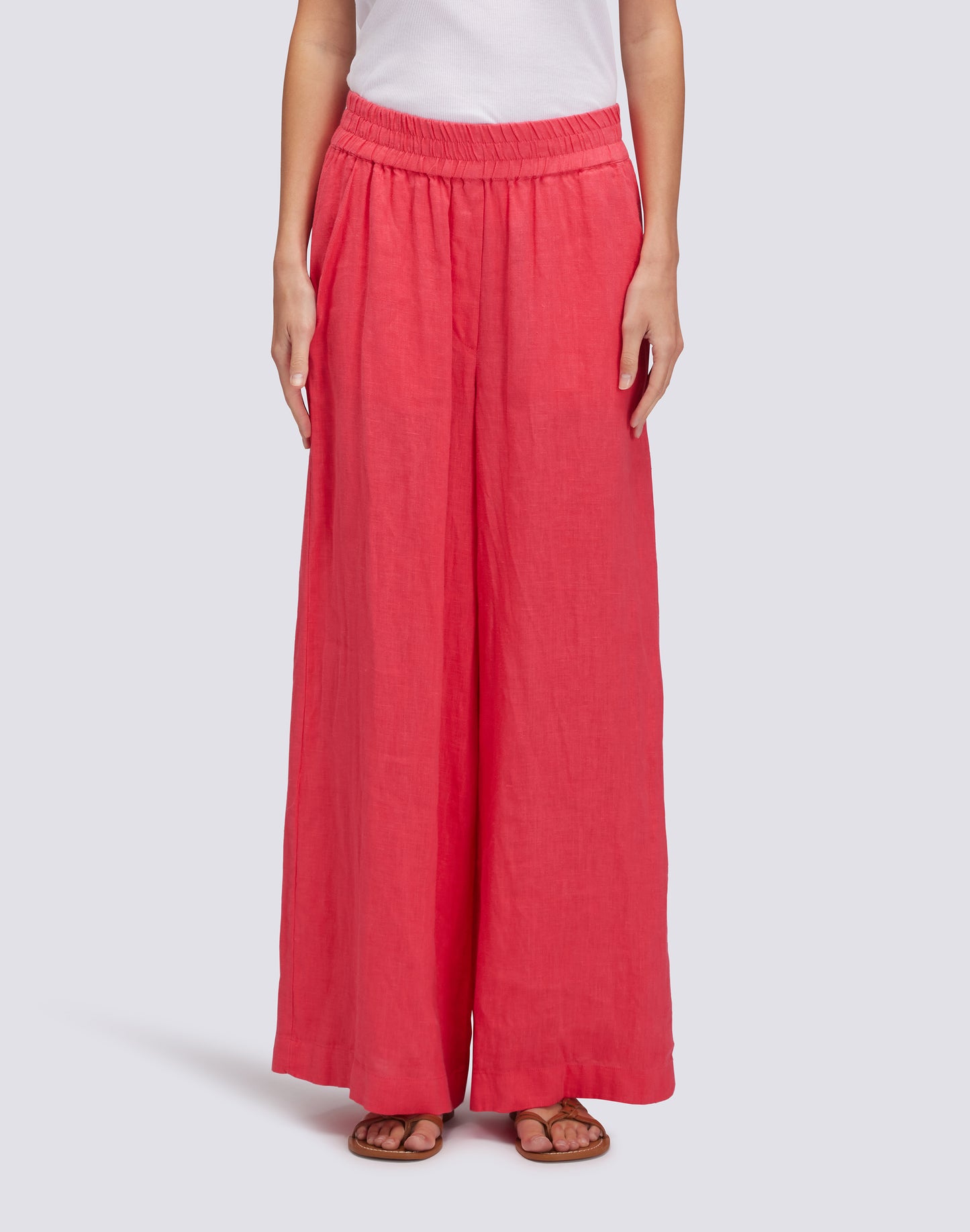 LONG PALAZZO TROUSERS IN GARMENT-DYED LINEN