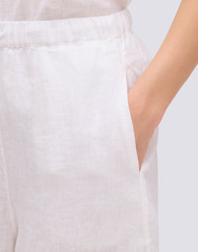 LINEN LONG TROUSERS WITH ADJUSTABLE ELASTICATED WAISTBAND
