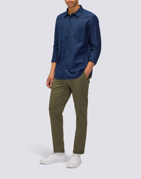 CAMISA DE HOMBRE DE MANGA LARGA DE ALGODÓN GABARDINA