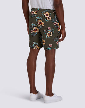 PANTALÓN CORTO ESTAMPADO DE VISCOSA POPELÍN