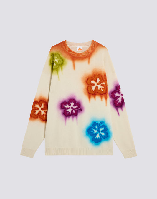 JERSEY DE CUELLO REDONDO UNISEX CON INCRUSTACIONES DE MOTIVOS FLORALES