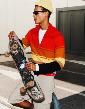 JERSEY DE CUELLO ALTO PARA HOMBRE CON CREMALLERA DE 3/4 Y RAYAS HERITAGE